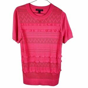 Banana Republic Ruffle Pink Short Sleeve Sweater